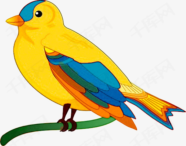 卡通黄色小鸟装饰背景卡通手绘黄色小鸟麻雀