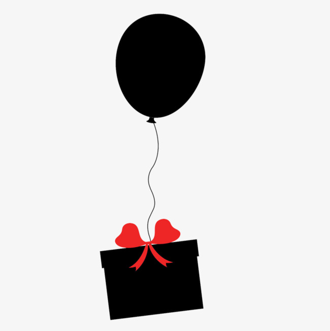 黑色礼品盒气球png素材-90设计