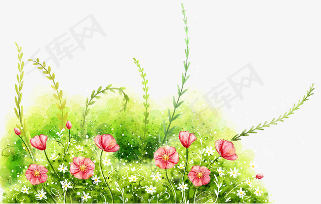 花草素材免费png素材png图片素材花朵草素材绿色矢量插图