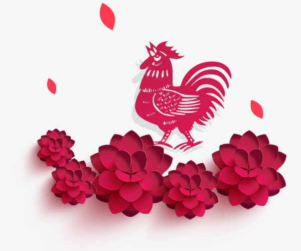 2017鸡年剪纸图案花朵装饰素材图片免费下载_高清装饰图案psd_千库网(图片编号5860296)