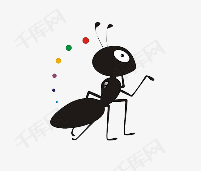 彩色蚂蚁卡通动物可爱色彩素材