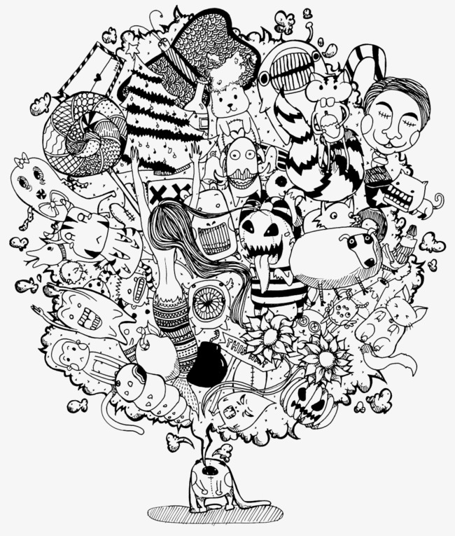 黑白手绘创意图片素材