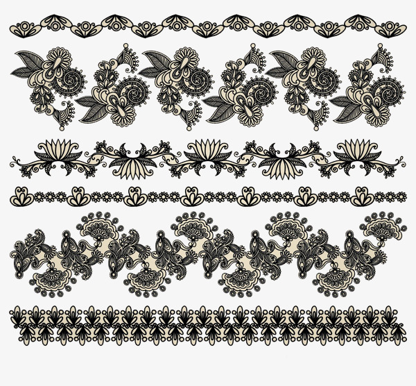 黑白欧式花纹素材【高清装饰元素png素材】-90设计