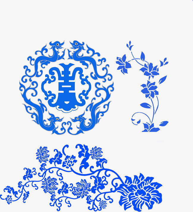 青花瓷图案【高清装饰元素png素材-90设计