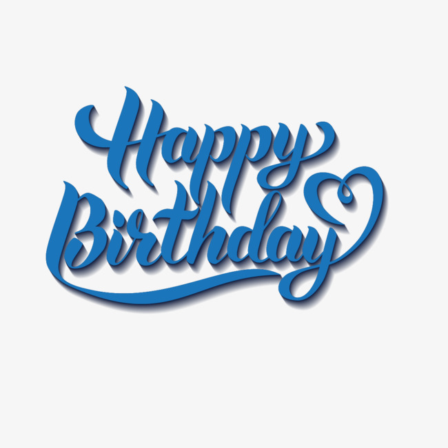 矢量蓝色英文生日快乐