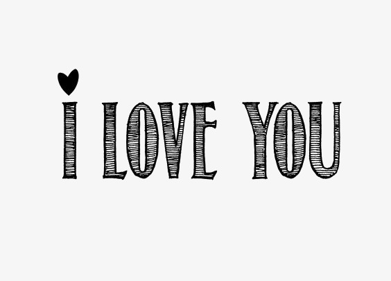 手绘英文iloveyou
