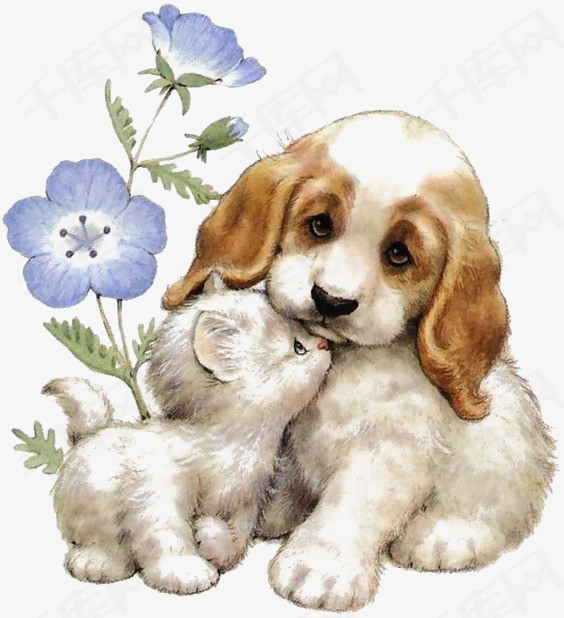 卡通小狗插画卡通手绘动物小狗宠物          