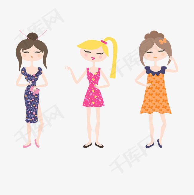 卡通女孩设计矢量素材