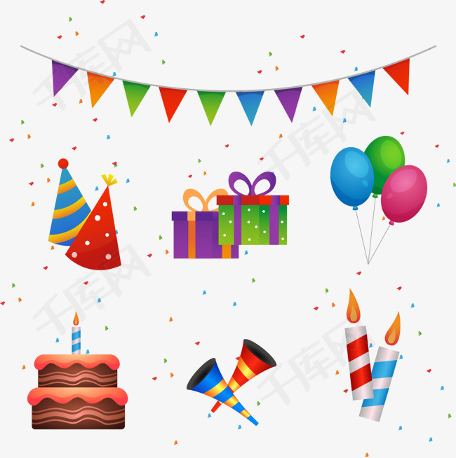 矢量手绘卡通生日庆祝素材图片免费下载_高清装饰图案