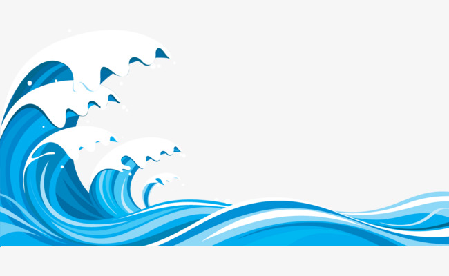 矢量手绘蓝色海浪【高清装饰元素png素材】-90设计