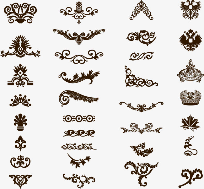 美式装饰花纹【高清装饰元素png素材】-90设计