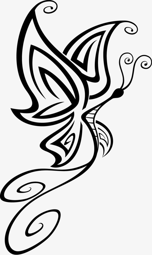 线描蝴蝶矢量图【高清png素材】-90设计