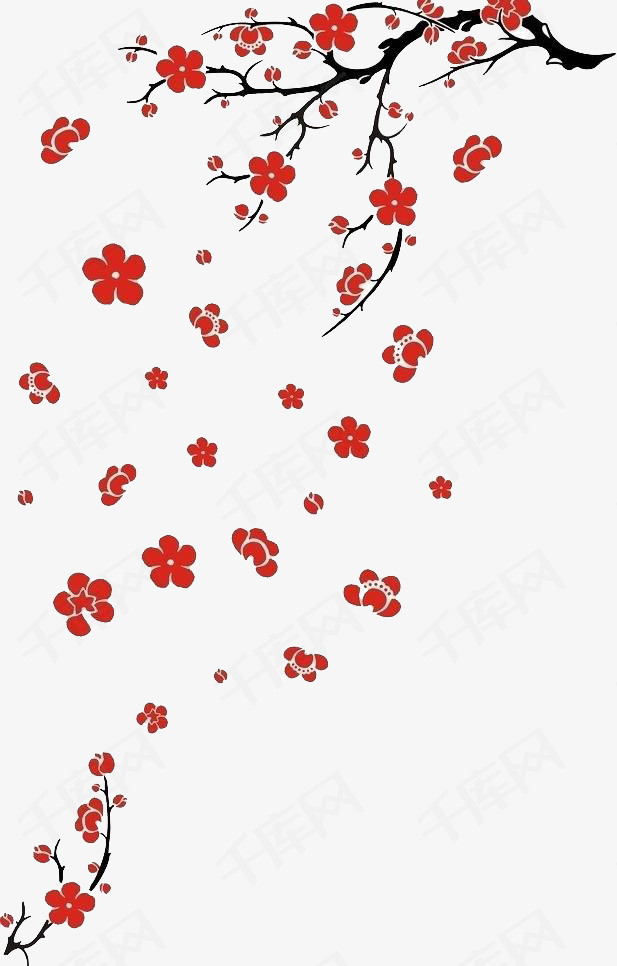 千库网提供卡通中国风梅花素材背景矢量免抠