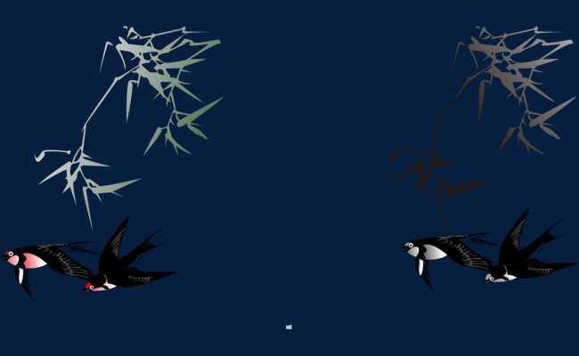 纯原创手绘春天燕子柳枝柳叶创意元素设计