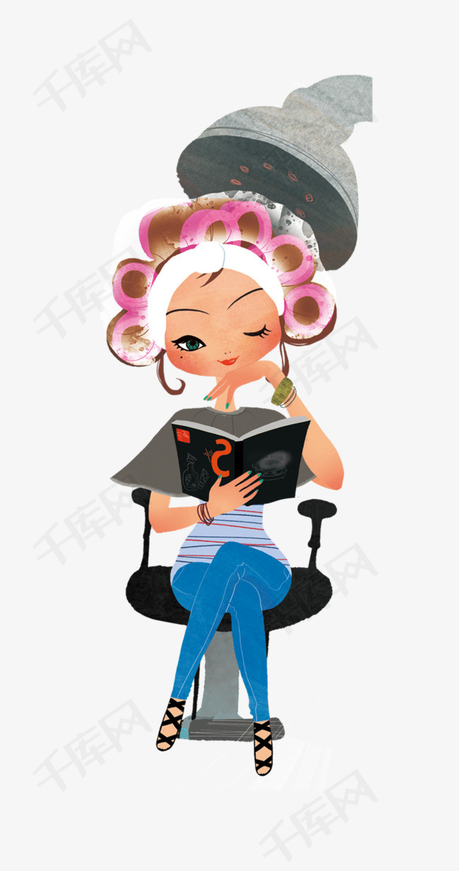 美发的女人卡通人物人物卡通素材卡通女人美发卷发