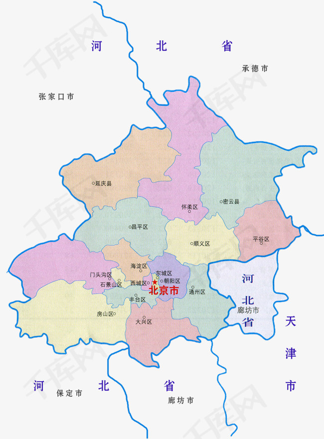 北京和邻县市地图
