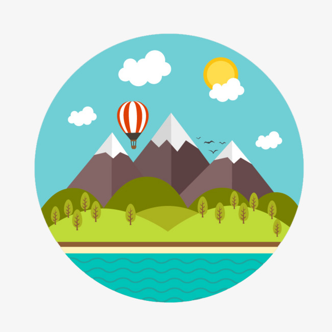 扁平化自然风景插画矢量素材下载