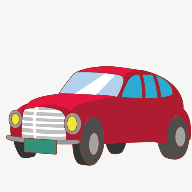 红色卡通轿车【高清png素材】-90设计