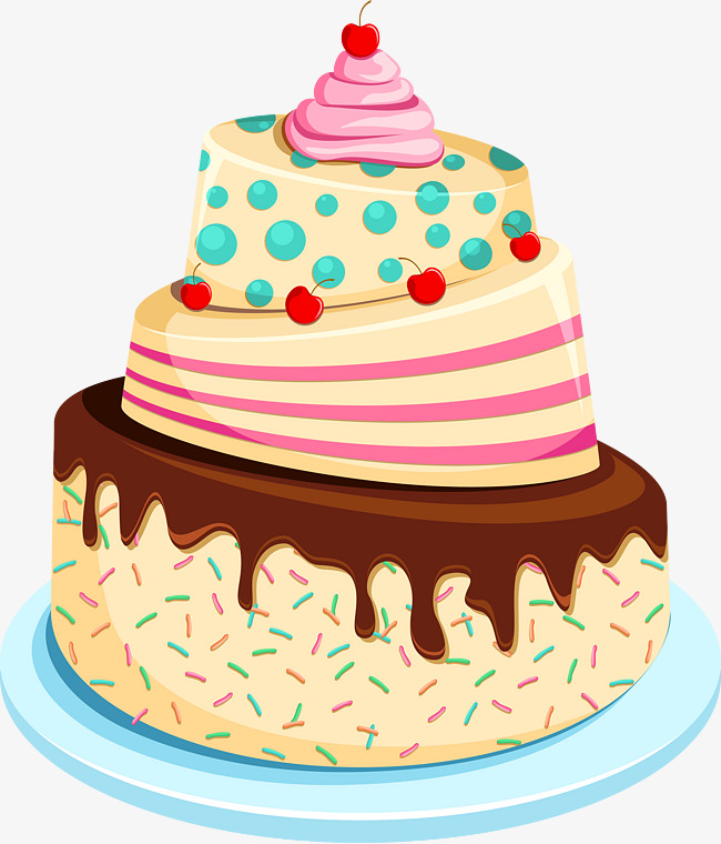 卡通绘画三层蛋糕素材图片免费下载_高清图片