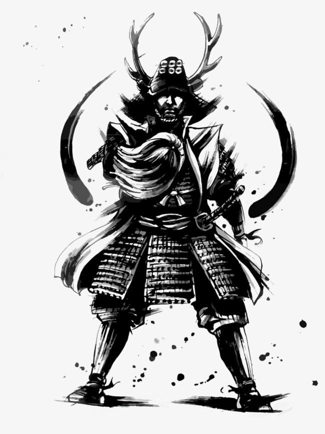 水墨日本武士