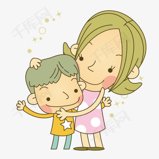 抱着儿子的母亲素材图片免费下载_高清卡通手绘psd_千