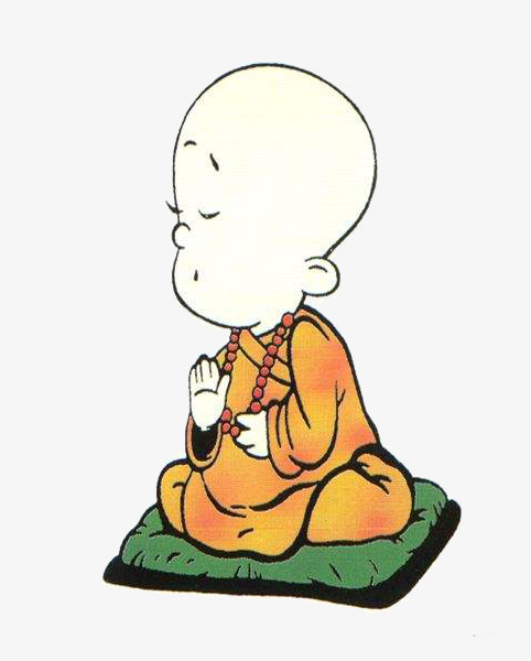 打坐的卡通小和尚素材图片免费下载_高清装饰