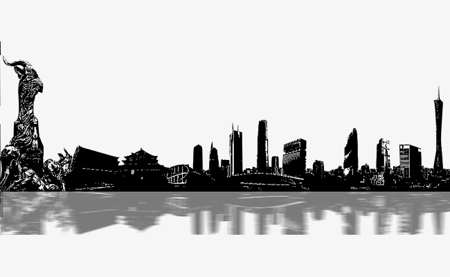 黑色广州剪影素材图片免费下载_高清图片pngpsd_千库网(图片编号6716377)