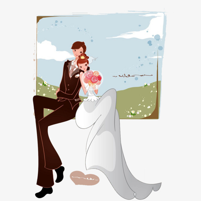 卡通婚纱照素材图片免费下载_高清卡通手绘p