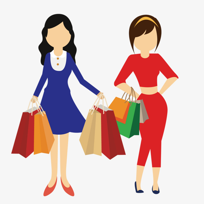 购物美女矢量图png素材-90设计