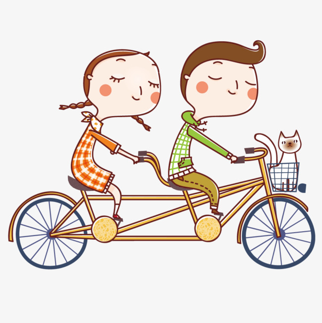 情侣骑双人自行车素材图片免费下载_高清卡通
