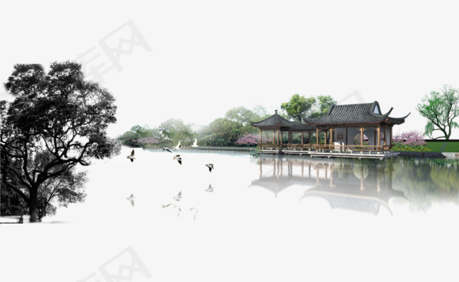 清新淡雅的中国风水墨画