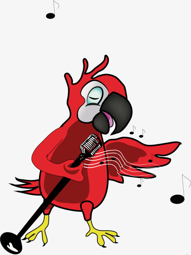 矢量手绘唱歌的鹦鹉素材图片免费下载_高清卡