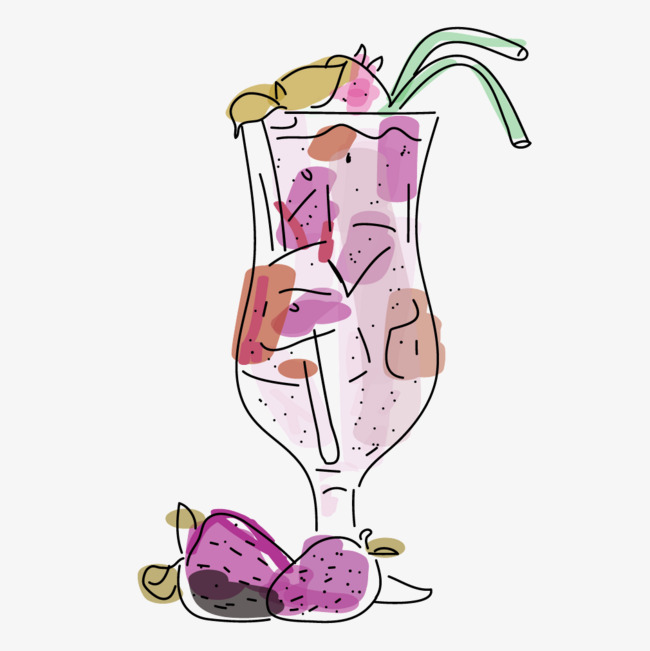 矢量手绘紫色草莓饮料素材图片免费下载_高清