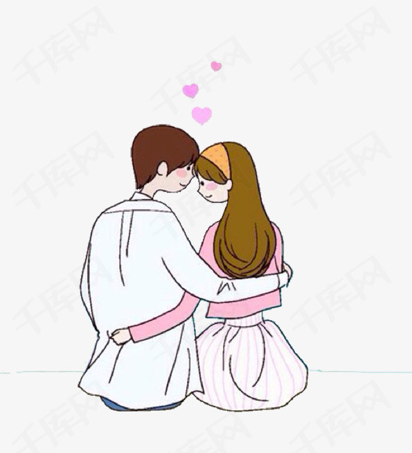 甜蜜情侣彩色简笔画情人爱情