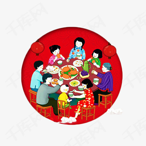 红色喜庆团圆饭