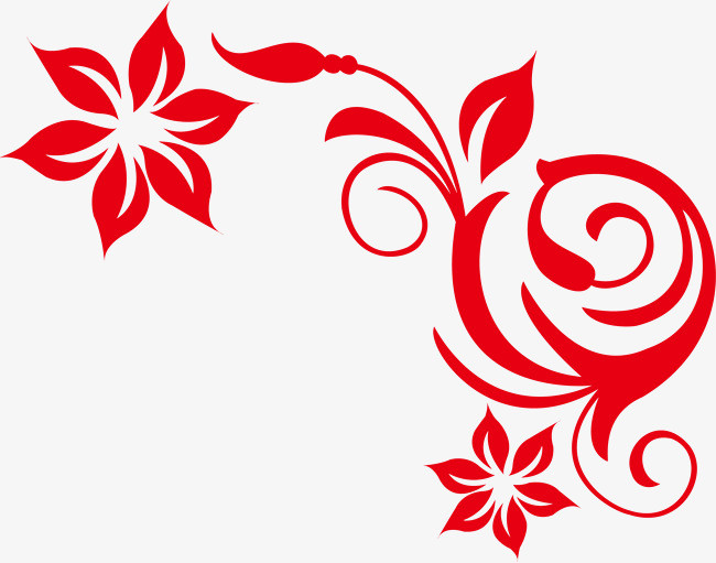 红色花纹装饰矢量图png素材-90设计