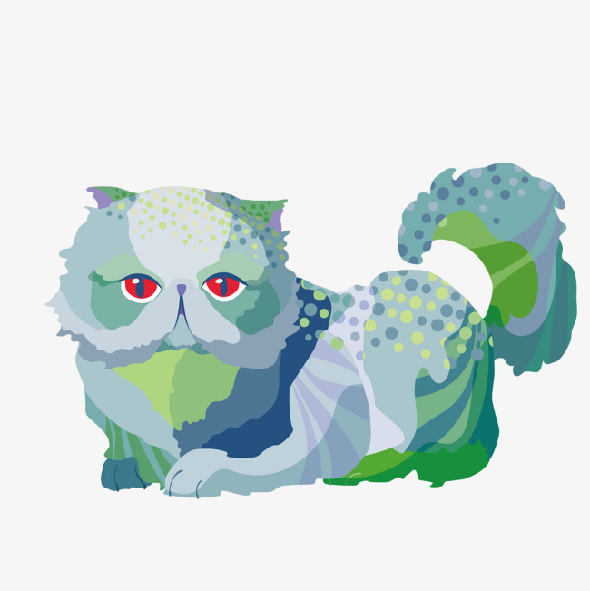 矢量卡通彩绘波斯猫素材图片免费下载_高清装