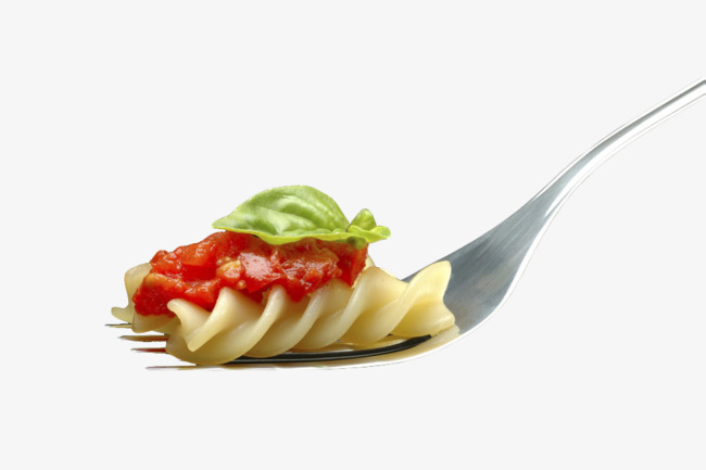 放着番茄酱意面的西餐餐叉素材图片免费下载_