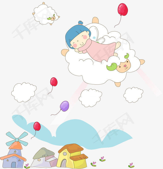 做梦的女孩做梦女孩卡通可爱