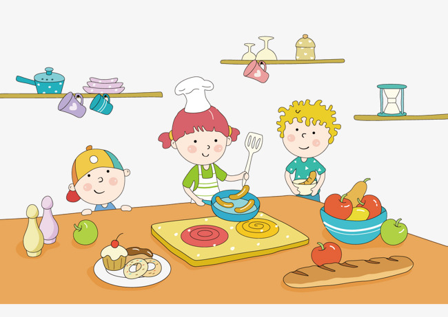 做饭的孩子素材图片免费下载_高清卡通手绘psd_千库网