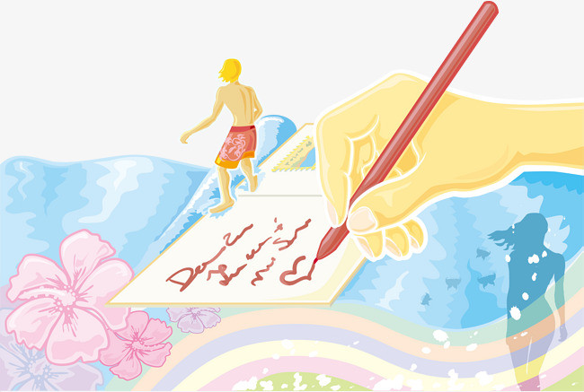 水彩冲浪矢量图