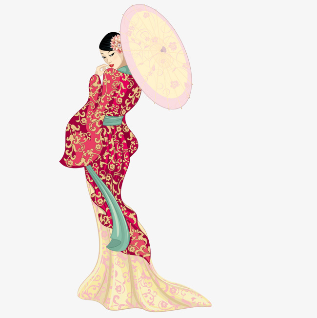 打伞的古代女子