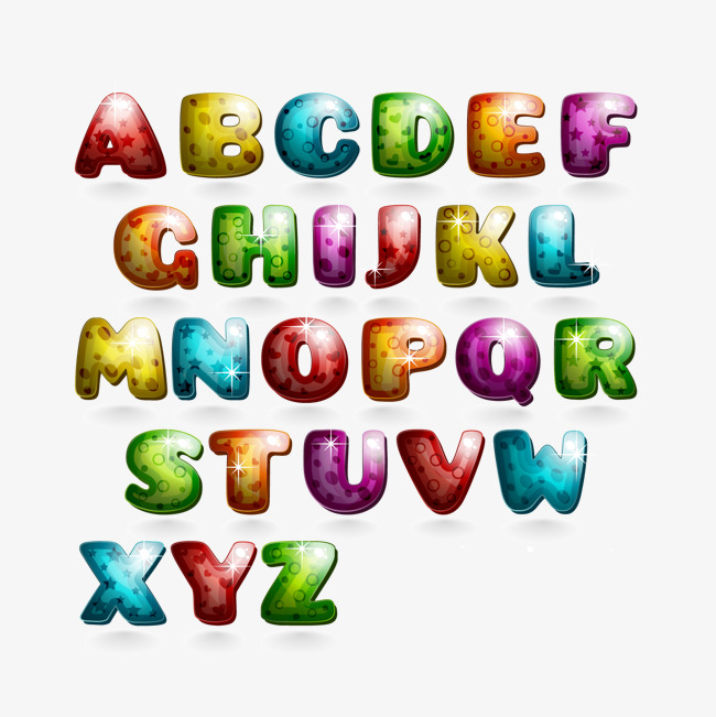 26个彩色卡通质感字母设计矢量图