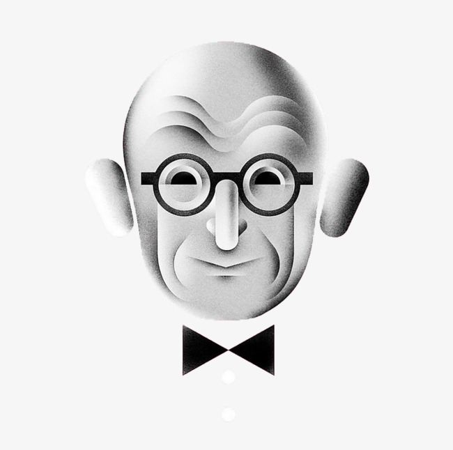 白色拼接光头老人素材图片免费下载_高清psd