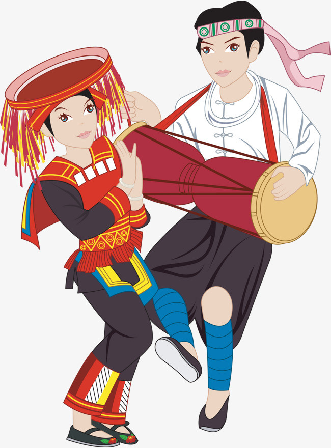 手绘可爱少数民族瑶族中国风女孩装饰