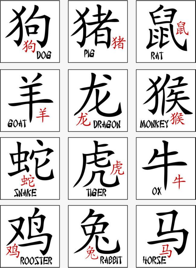 十二生肖文字高清免扣素材图片免费下载_高清