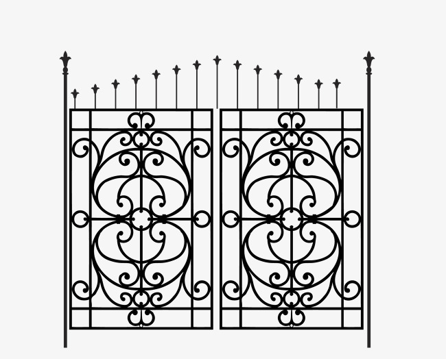 矢量黑色简洁铁艺门素材图片免费下载_高清卡