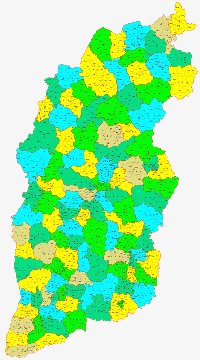 黄绿相间山西地图素材图片免费下载_高清图片png