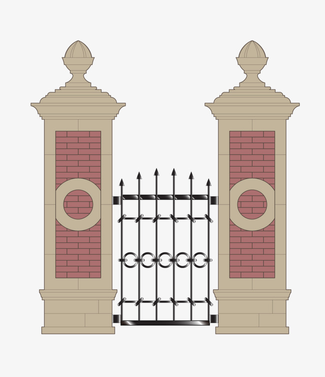 矢量黑色简欧风格铁艺门素材图片免费下载_高