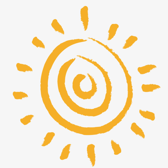 橙色手绘太阳矢量素材